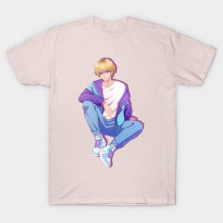 The stylish anime boy from 90s (purple background) T-Shirt